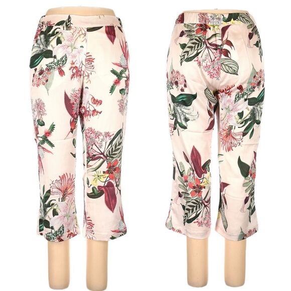 NWT H&M Floral Wide Leg Ankle Length Pants 10 - Picture 7 of 7